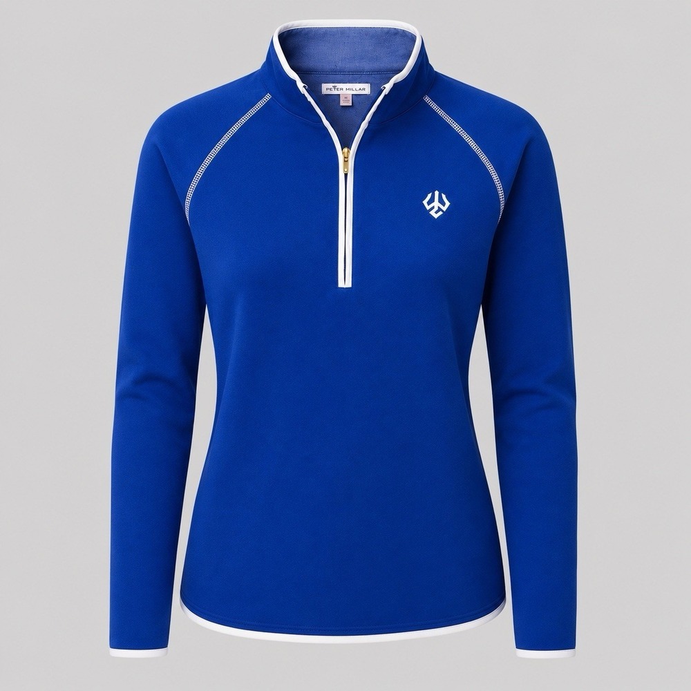 Peter Millar Crown Crafted 1/2 Zip‎ Pullover Women's Medium Blue Golf Cotton L/S